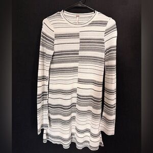 Free People Rave On White Striped Knit Long Sleeve